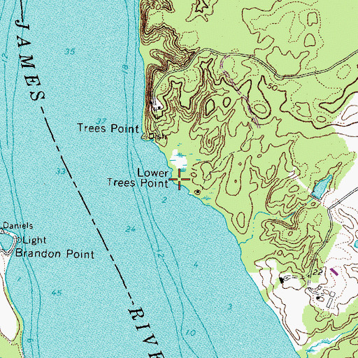 Topographic Map of Lower Trees Point, VA