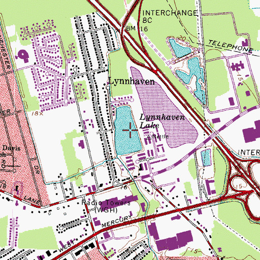 Topographic Map of Lynnhaven Lake, VA