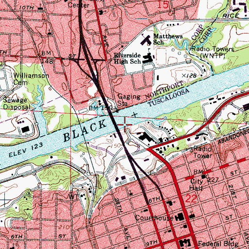 Topographic Map of Bridge Landing (historical), AL