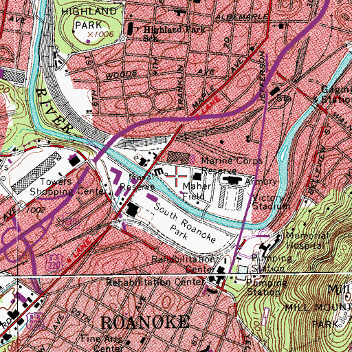Topographic Map of Maher Field, VA