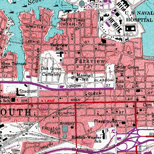 Topographic Map of Marshall School, VA