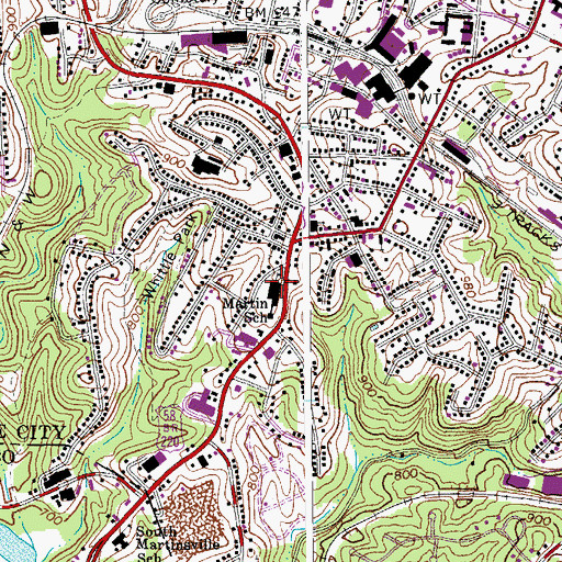 Topographic Map of Martin School, VA