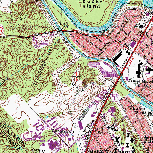 Topographic Map of Mary Washington Hospital, VA