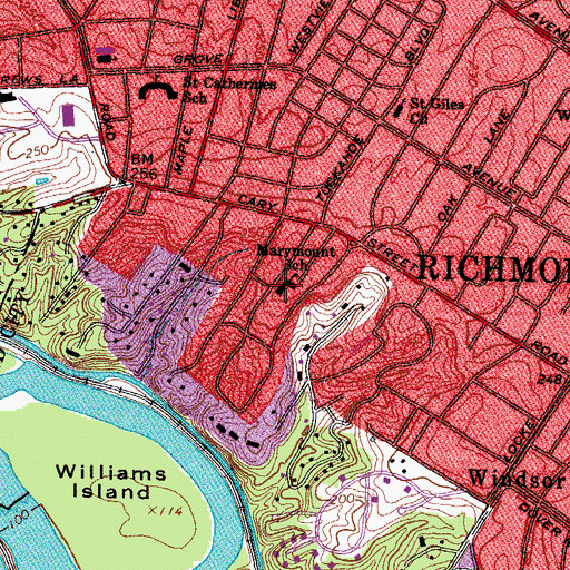 Topographic Map of Marymount Elementary School, VA