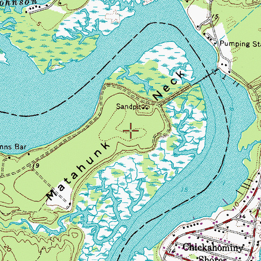 Topographic Map of Matahunk Neck, VA