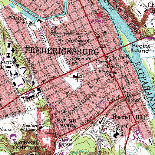 Topographic Map of Maury School, VA