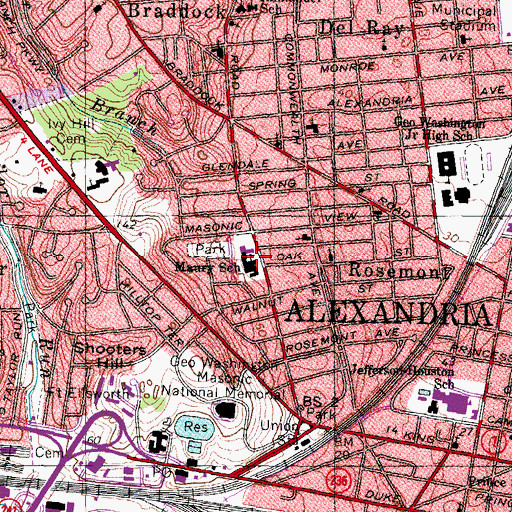 Topographic Map of Maury Elementary School, VA