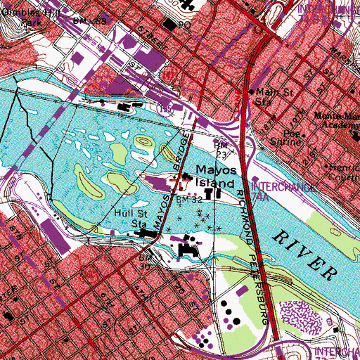 Topographic Map of Mayos Bridge, VA