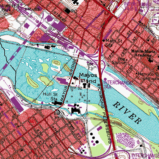 Topographic Map of Mayos Island, VA