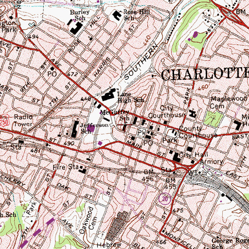 Topographic Map of McGuffey School, VA