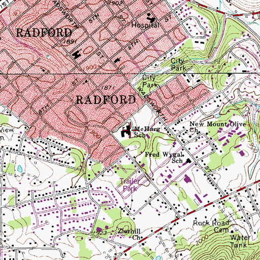 Topographic Map of McHarg Elementary School, VA