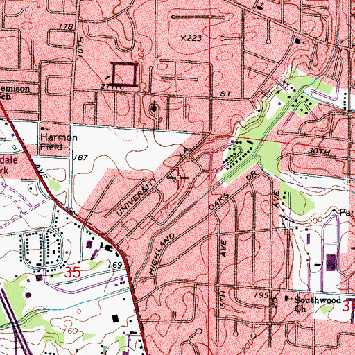 Topographic Map of Brooksdale, AL
