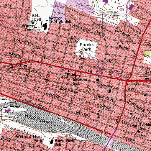 Topographic Map of Melrose School, VA