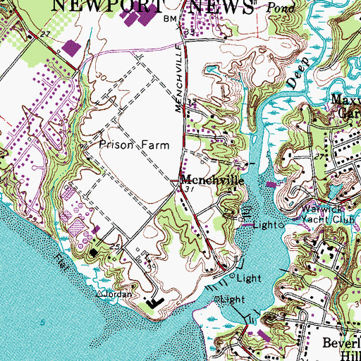 Topographic Map of Menchville, VA