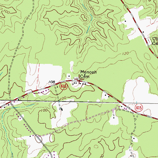 Topographic Map of Menoah Cemetery, VA