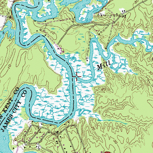 Topographic Map of Mill Creek, VA