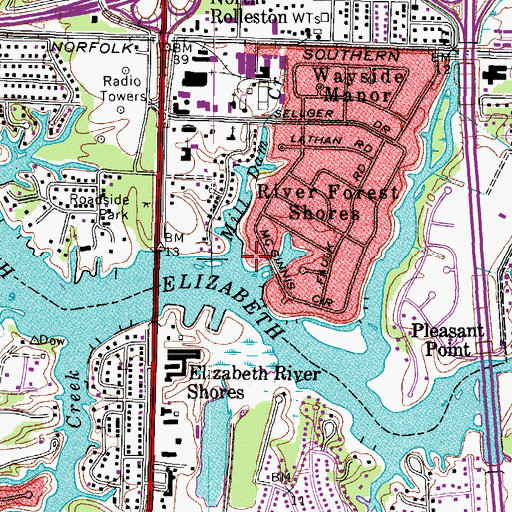 Topographic Map of Mill Dam Creek, VA
