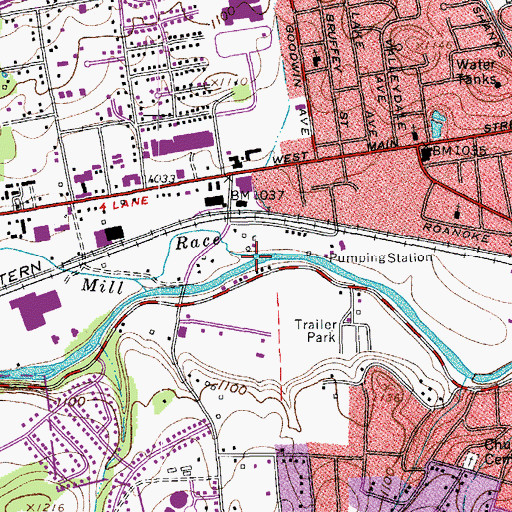Topographic Map of Mill Race, VA