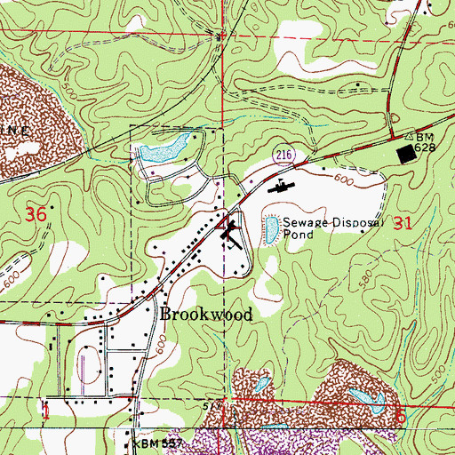 Topographic Map of Brookwood High School, AL