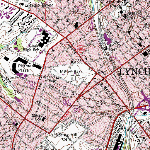 Topographic Map of Miller Park, VA