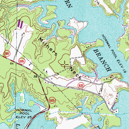 Topographic Map of Milners Neck, VA