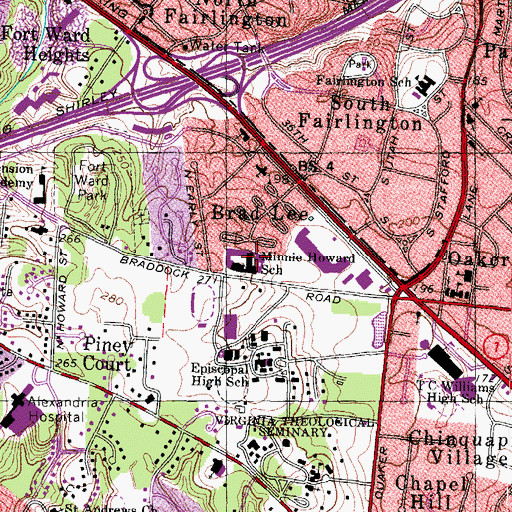 Topographic Map of T C Williams High School Minnie Howard Campus, VA
