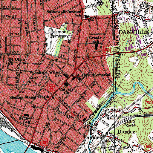 Topographic Map of Moffett Memorial Church, VA