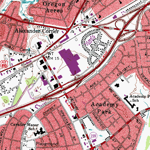 Topographic Map of Moffett Place School, VA