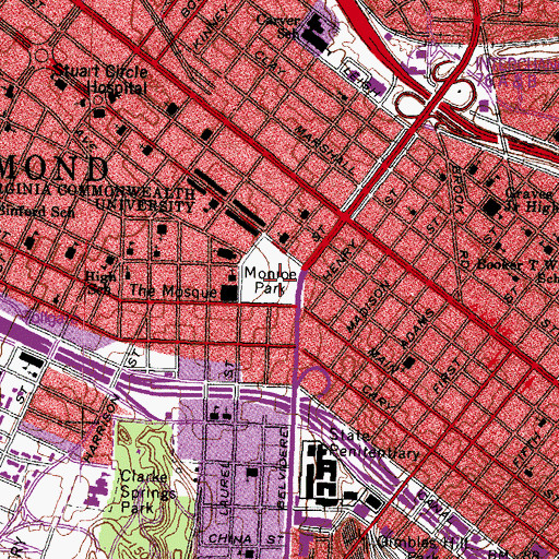 Topographic Map of Monroe Park, VA