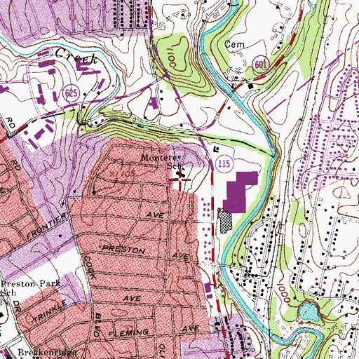 Topographic Map of Monterey Elementary School, VA