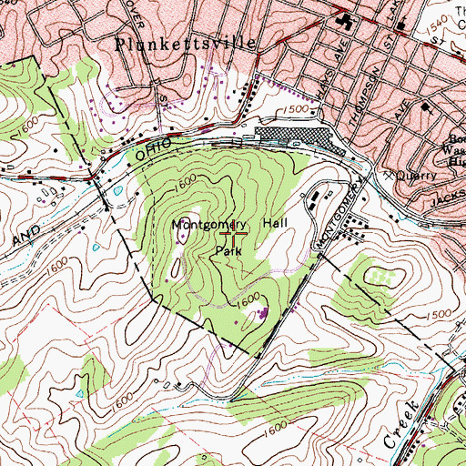 Topographic Map of Montgomery Hall Park, VA