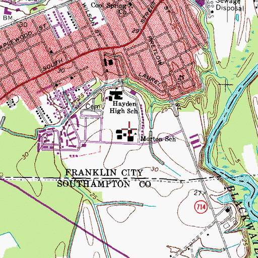 Topographic Map of S P Morton Elementary School, VA