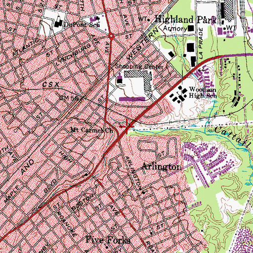 Topographic Map of Mount Carmel Church, VA