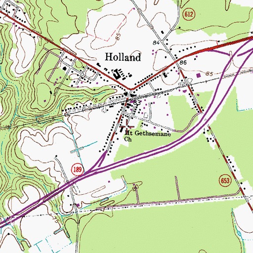 Topographic Map of Mount Gethsemane Church, VA