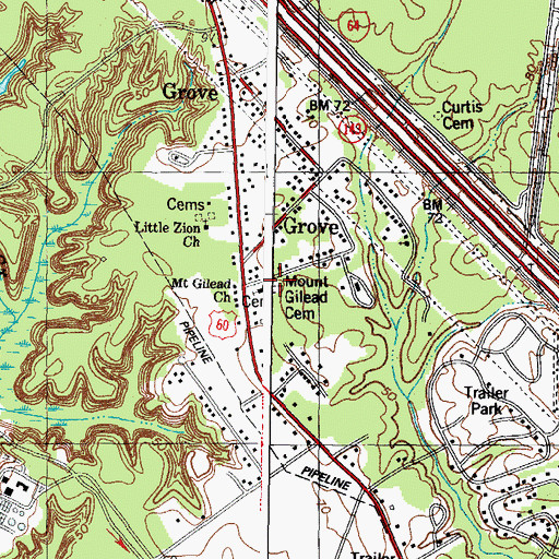 Topographic Map of Mount Gilead Cemetery, VA