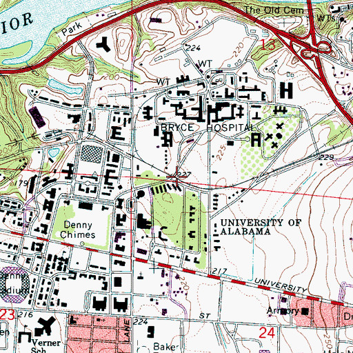 Topographic Map of Bryce (historical), AL
