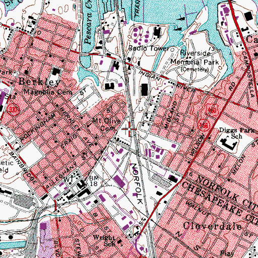 Topographic Map of Mount Olive Cemetery, VA
