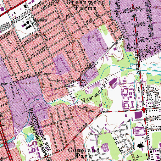 Topographic Map of Mount Olive Cemetery, VA