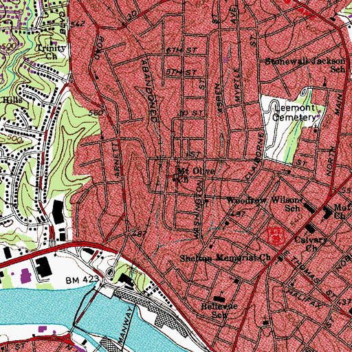 Topographic Map of Mount Olive Church, VA