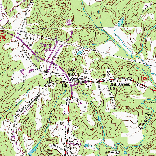 Topographic Map of Mount Olivet Church, VA