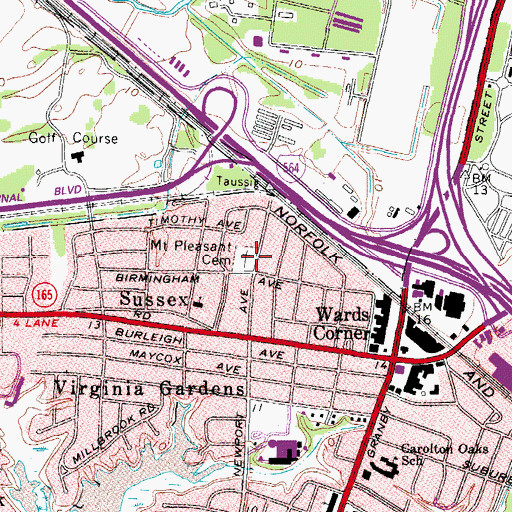 Topographic Map of Mount Pleasant Cemetery, VA
