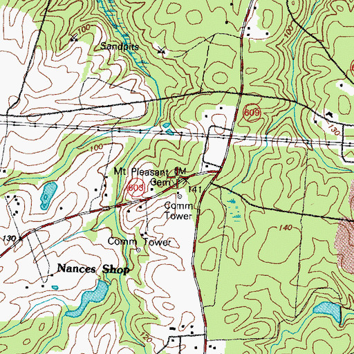 Topographic Map of Mount Pleasant Cemetery, VA