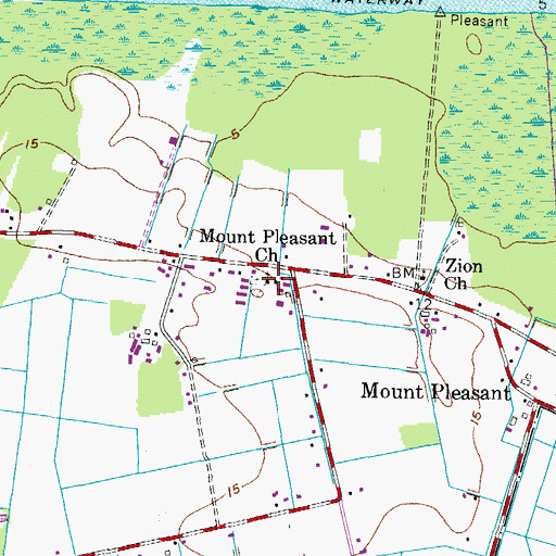 Topographic Map of Mount Pleasant Church, VA