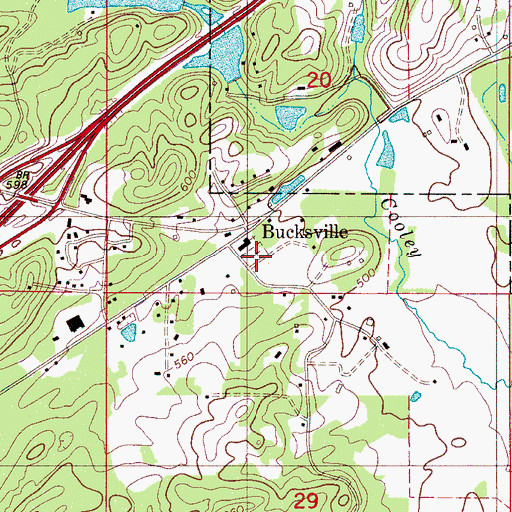 Topographic Map of Bucksville Cemetery, AL