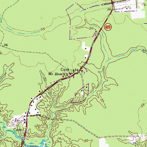 Topographic Map of Mount Zion Church, VA