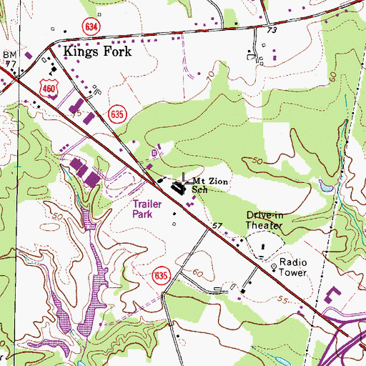 Topographic Map of Mount Zion Elementary School, VA