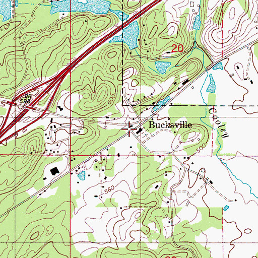 Topographic Map of Bucksville School (historical), AL