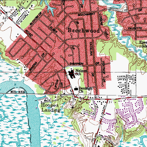 Topographic Map of Moyer Road School, VA