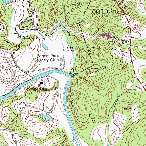 Topographic Map of Mulberry Creek, VA