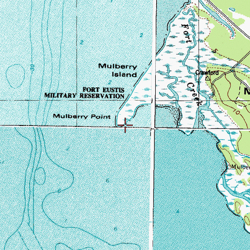 Topographic Map of Mulberry Point, VA